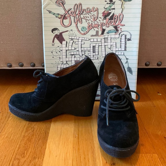 Jeffrey Campbell Shoes - Jeffrey Campbell, black suede platform Mary James, size 8